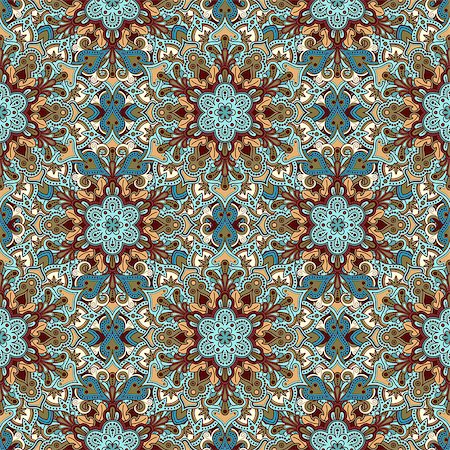 Boho style flower seamless pattern. Tiled mandala design, best for print fabric or papper and more. Stock Photo - Budget Royalty-Free & Subscription, Code: 400-08626610