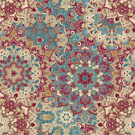 simsearch:400-08675339,k - Boho style flower seamless pattern. Tiled mandala design, best for print fabric or papper and more. Stock Photo - Budget Royalty-Free & Subscription, Code: 400-08626626