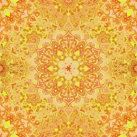 Boho style flower seamless pattern. Tiled mandala design, best for print fabric or papper and more. Stock Photo - Budget Royalty-Free & Subscription, Code: 400-08626631