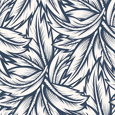 simsearch:400-07836785,k - Black and white seamless pattern with leaves. Vector illustration. Stock Photo - Budget Royalty-Free & Subscription, Code: 400-08626678