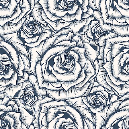 simsearch:400-07510594,k - Seamless pattern - black and white flower background with roses. Vector illustration. Stock Photo - Budget Royalty-Free & Subscription, Code: 400-08626679