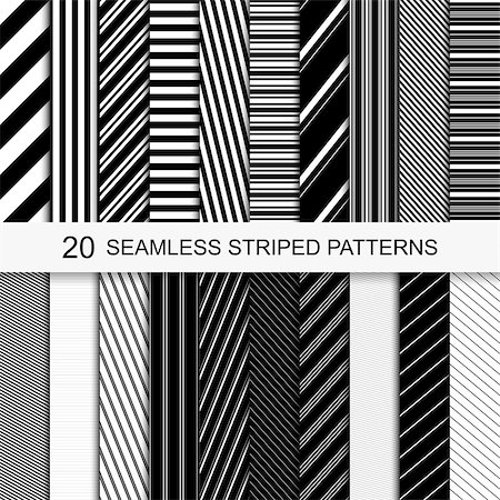 simsearch:400-08749175,k - 20 seamless striped patterns. Black and white texture. Vector striped collection. Stock Photo - Budget Royalty-Free & Subscription, Code: 400-08626818