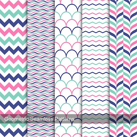 simsearch:400-08749182,k - Collection of geometric seamless patterns in memphis colors, fashion style 80s-90s. Stock Photo - Budget Royalty-Free & Subscription, Code: 400-08626841