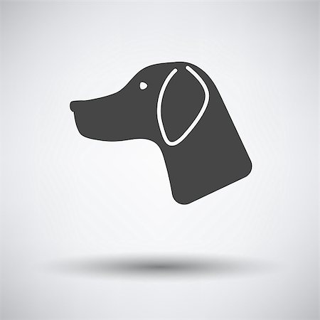 simsearch:400-08346248,k - Hunting dog had  icon on gray background with round shadow. Vector illustration. Fotografie stock - Microstock e Abbonamento, Codice: 400-08626899