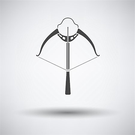 Crossbow icon on gray background with round shadow. Vector illustration. Stock Photo - Budget Royalty-Free & Subscription, Code: 400-08626901