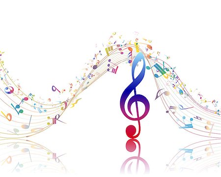 simsearch:400-07486457,k - Musical background with clef and colorful notes. Vector illustration. Stock Photo - Budget Royalty-Free & Subscription, Code: 400-08626919