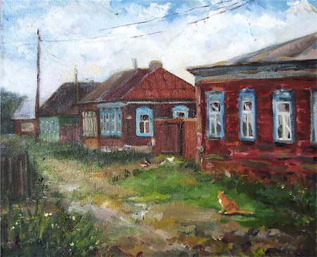 egnismoore (artist) - beautiful summer village in Russia, oil painting Photographie de stock - Aubaine LD & Abonnement, Code: 400-08627058