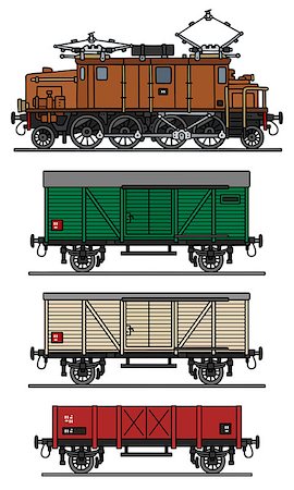 railway loading - Hand drawing of a classic electric cargo train Stock Photo - Budget Royalty-Free & Subscription, Code: 400-08627108