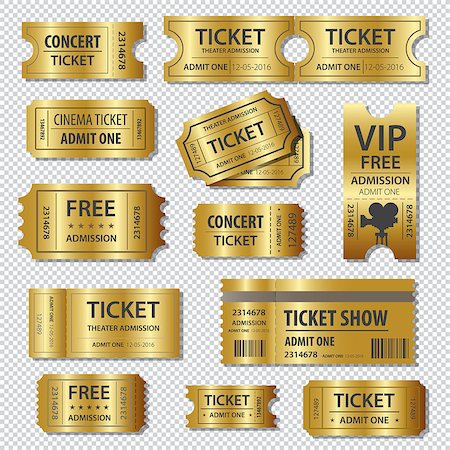 Vector Set of golden vector tickets and coupons templates Foto de stock - Super Valor sin royalties y Suscripción, Código: 400-08627170