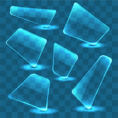simsearch:400-07212658,k - Set of transparent glass plates on a blue background. Vector illustration. Stock Photo - Budget Royalty-Free & Subscription, Code: 400-08627173