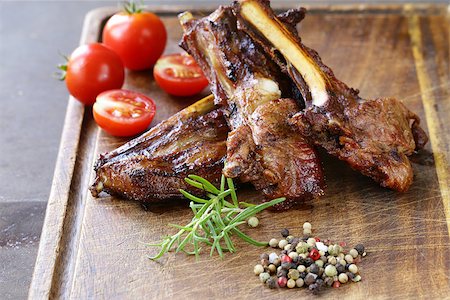 Grilled lamb chops steak with pepper and rosemary Stock Photo - Budget Royalty-Free & Subscription, Code: 400-08627382