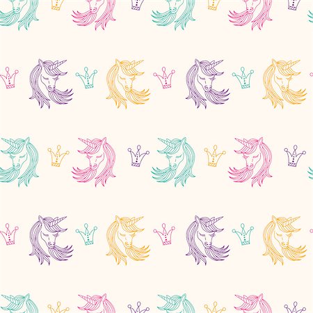 Seamless Pattern with Unicorns Fantasy Fairytale, vector background Stockbilder - Microstock & Abonnement, Bildnummer: 400-08627406