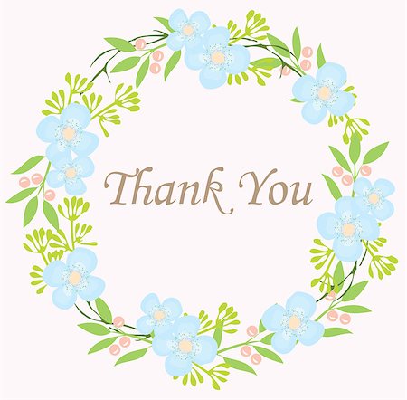 simsearch:400-05728242,k - vector illustration of thank you card floral frame Photographie de stock - Aubaine LD & Abonnement, Code: 400-08627436