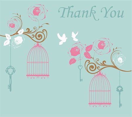 simsearch:400-05728242,k - vector illustration of thank you card with birds and cages Photographie de stock - Aubaine LD & Abonnement, Code: 400-08627440