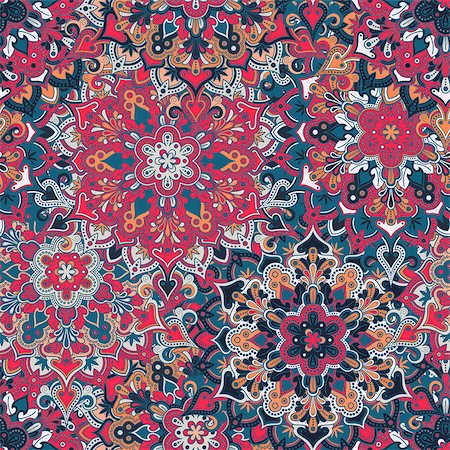 Boho style flower seamless pattern. Tiled mandala design, best for print fabric or papper and more. Stock Photo - Budget Royalty-Free & Subscription, Code: 400-08627515