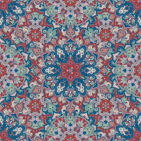 Boho style flower seamless pattern. Tiled mandala design, best for print fabric or papper and more. Stock Photo - Budget Royalty-Free & Subscription, Code: 400-08627524