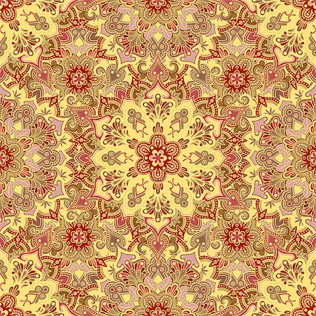 Boho style flower seamless pattern. Tiled mandala design, best for print fabric or papper and more. Stock Photo - Budget Royalty-Free & Subscription, Code: 400-08627527