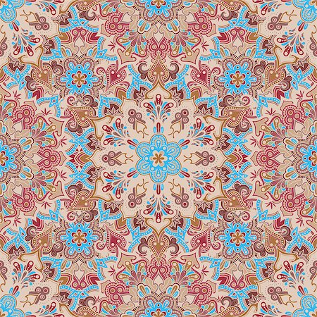 Boho style flower seamless pattern. Tiled mandala design, best for print fabric or papper and more. Stock Photo - Budget Royalty-Free & Subscription, Code: 400-08627528