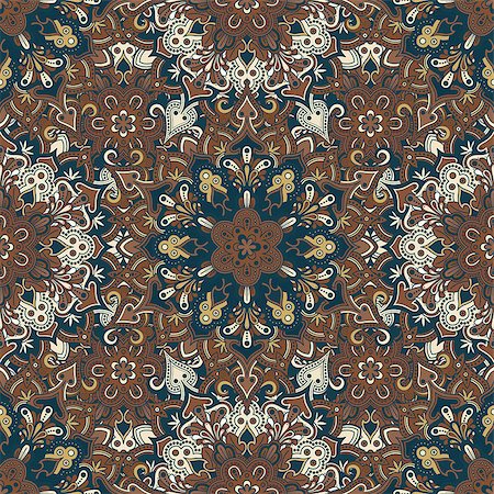 Boho style flower seamless pattern. Tiled mandala design, best for print fabric or papper and more. Stock Photo - Budget Royalty-Free & Subscription, Code: 400-08627523