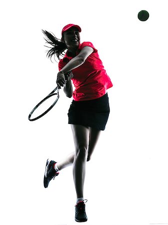 one woman tennis player sadness in studio silhouette isolated on white background Photographie de stock - Aubaine LD & Abonnement, Code: 400-08627567