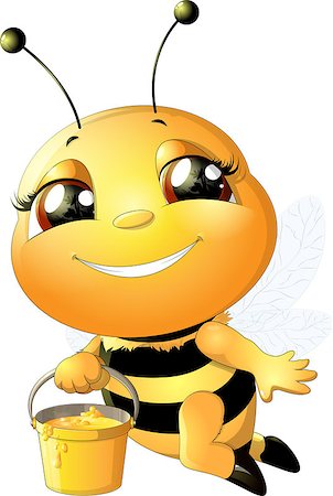 queen bee - funny bee painted on a white background Stock Photo - Budget Royalty-Free & Subscription, Code: 400-08627581