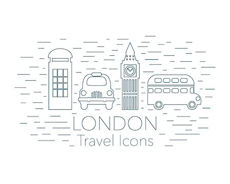London linear banner, landmarks, tourism, travel concept, line art vector illustration Stock Photo - Budget Royalty-Free & Subscription, Code: 400-08627592