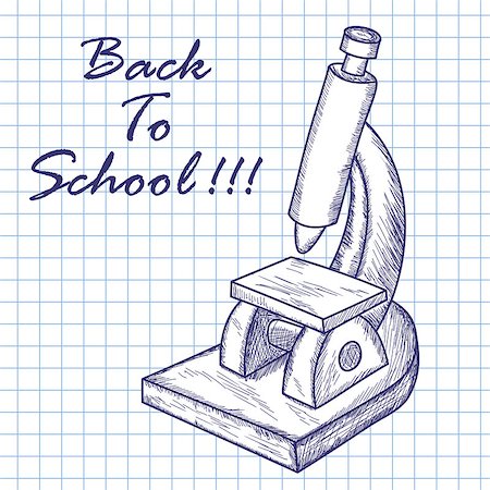 simsearch:400-07622068,k - School microscope.Doodle sketch on checkered paper background. Vector illustration. Stock Photo - Budget Royalty-Free & Subscription, Code: 400-08627649