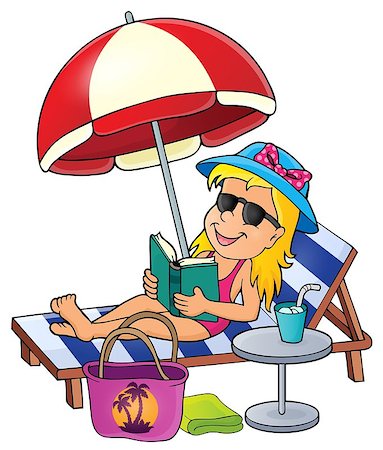 simsearch:400-09152820,k - Girl on sunlounger image 1 - eps10 vector illustration. Stock Photo - Budget Royalty-Free & Subscription, Code: 400-08627724