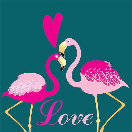 Beautiful vector illustration of love birds flamingos Stock Photo - Budget Royalty-Free & Subscription, Code: 400-08627823