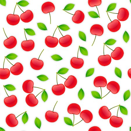 simsearch:400-09108602,k - Seamless pattern with cherry. Isolated on white background. Clipping paths included. Stock Photo - Budget Royalty-Free & Subscription, Code: 400-08628004