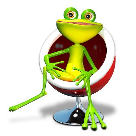 3d illustration of a green frog in a red chair Stock Photo - Budget Royalty-Free & Subscription, Code: 400-08628013