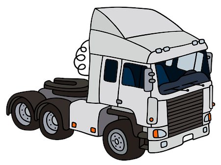 funny truck transport - Hand drawing of a funny white towing truck - not a real type Stock Photo - Budget Royalty-Free & Subscription, Code: 400-08628122