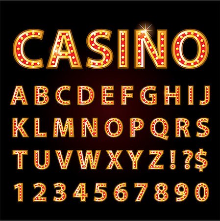 Vector orange neon lamp letters font show casino and theather Stock Photo - Budget Royalty-Free & Subscription, Code: 400-08628259