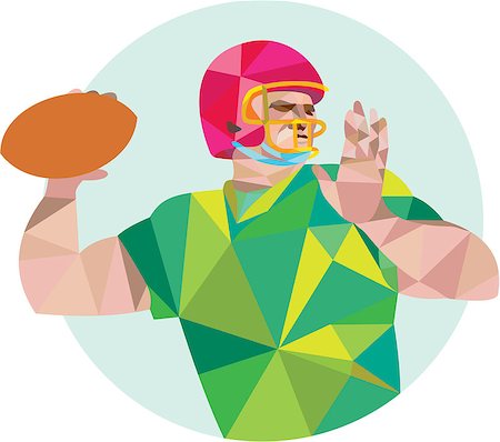 simsearch:400-08653412,k - Low polygon style illustration of an american football gridiron quarterback qb player throwing ball viewed from the side set on isolated white background. Stock Photo - Budget Royalty-Free & Subscription, Code: 400-08628503