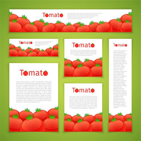 simsearch:400-08378503,k - Set of banners with tomatos on green background. Clipping paths included. Stock Photo - Budget Royalty-Free & Subscription, Code: 400-08628542