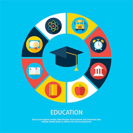 simsearch:400-08816953,k - Education Flat Infographic Concept. Vector Illustration of School and Science Infographics Circle with Graduation Cap and Circle Icons. Fotografie stock - Microstock e Abbonamento, Codice: 400-08628687
