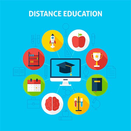 simsearch:400-09098178,k - Distance Education Infographic Concept. Vector Illustration of Web Tutorials Infographics Circle with Computer Monitor and Circle Icons. Flat Design and Outline. Stock Photo - Budget Royalty-Free & Subscription, Code: 400-08628683