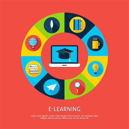 simsearch:400-08816953,k - Electronic Learning Flat Infographic Concept. Vector Illustration of Online Education Infographics Circle with Laptop and Circle Icons. Fotografie stock - Microstock e Abbonamento, Codice: 400-08628690