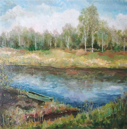 egnismoore (artist) - Picture oil paints on a canvas: spring landscape, Russia. Photographie de stock - Aubaine LD & Abonnement, Code: 400-08629075