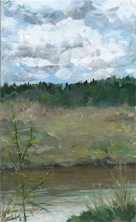 egnismoore (artist) - Picture oil paints on a canvas: spring landscape, Russia. Photographie de stock - Aubaine LD & Abonnement, Code: 400-08629072