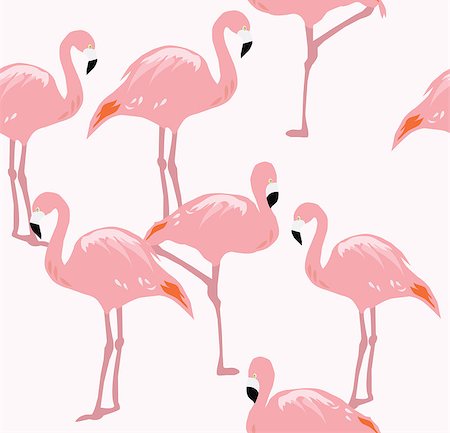 vector illustration of flamingos silhouettes seamless background Photographie de stock - Aubaine LD & Abonnement, Code: 400-08629221