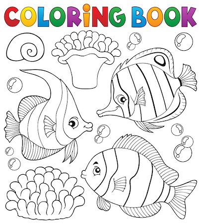 simsearch:400-08616368,k - Coloring book coral fish theme 1 - eps10 vector illustration. Foto de stock - Super Valor sin royalties y Suscripción, Código: 400-08629346
