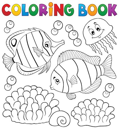 simsearch:400-08616368,k - Coloring book coral fish theme 2 - eps10 vector illustration. Foto de stock - Super Valor sin royalties y Suscripción, Código: 400-08629347