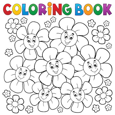 simsearch:400-05913691,k - Coloring book with smiling flowers 1 - eps10 vector illustration. Stock Photo - Budget Royalty-Free & Subscription, Code: 400-08629374