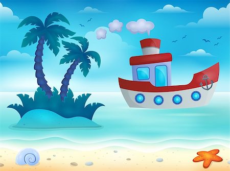 simsearch:400-07039613,k - Nautical boat near coast image 1 - eps10 vector illustration. Stock Photo - Budget Royalty-Free & Subscription, Code: 400-08629379