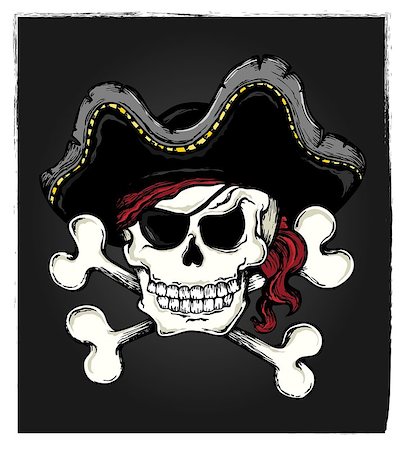 Vintage pirate skull theme 3 - eps10 vector illustration. Stock Photo - Budget Royalty-Free & Subscription, Code: 400-08629383