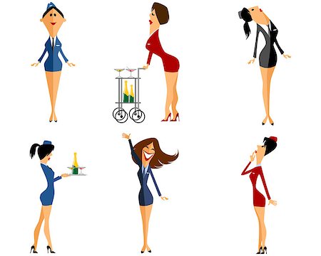 simsearch:400-07752842,k - Vector illustration of a six stewardess set Stock Photo - Budget Royalty-Free & Subscription, Code: 400-08629411