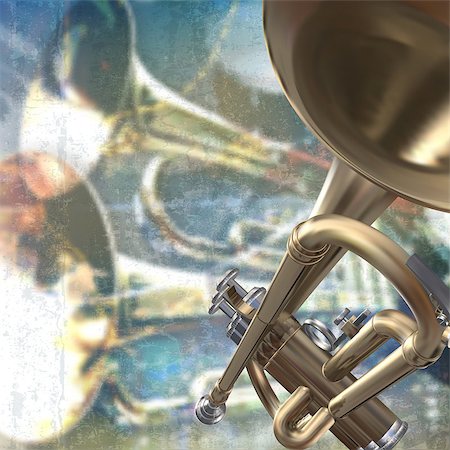 simsearch:400-08159413,k - abstract blue grunge music background with trumpet Foto de stock - Super Valor sin royalties y Suscripción, Código: 400-08629617