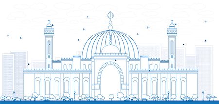 simsearch:614-01561157,k - Outline Al Fateh Grand Mosque in Manama City. Bahrain. Vector Illustration. Stock Photo - Budget Royalty-Free & Subscription, Code: 400-08629671