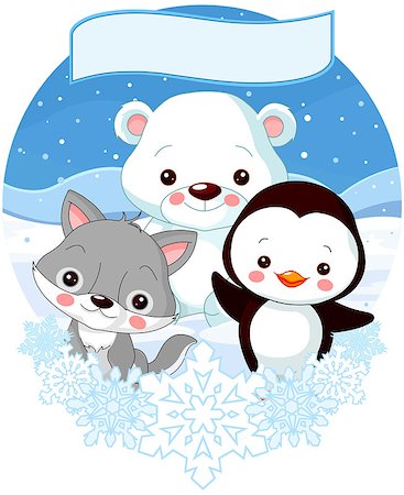 simsearch:400-07840277,k - Illustration of cute North Pole animals Foto de stock - Super Valor sin royalties y Suscripción, Código: 400-08629951